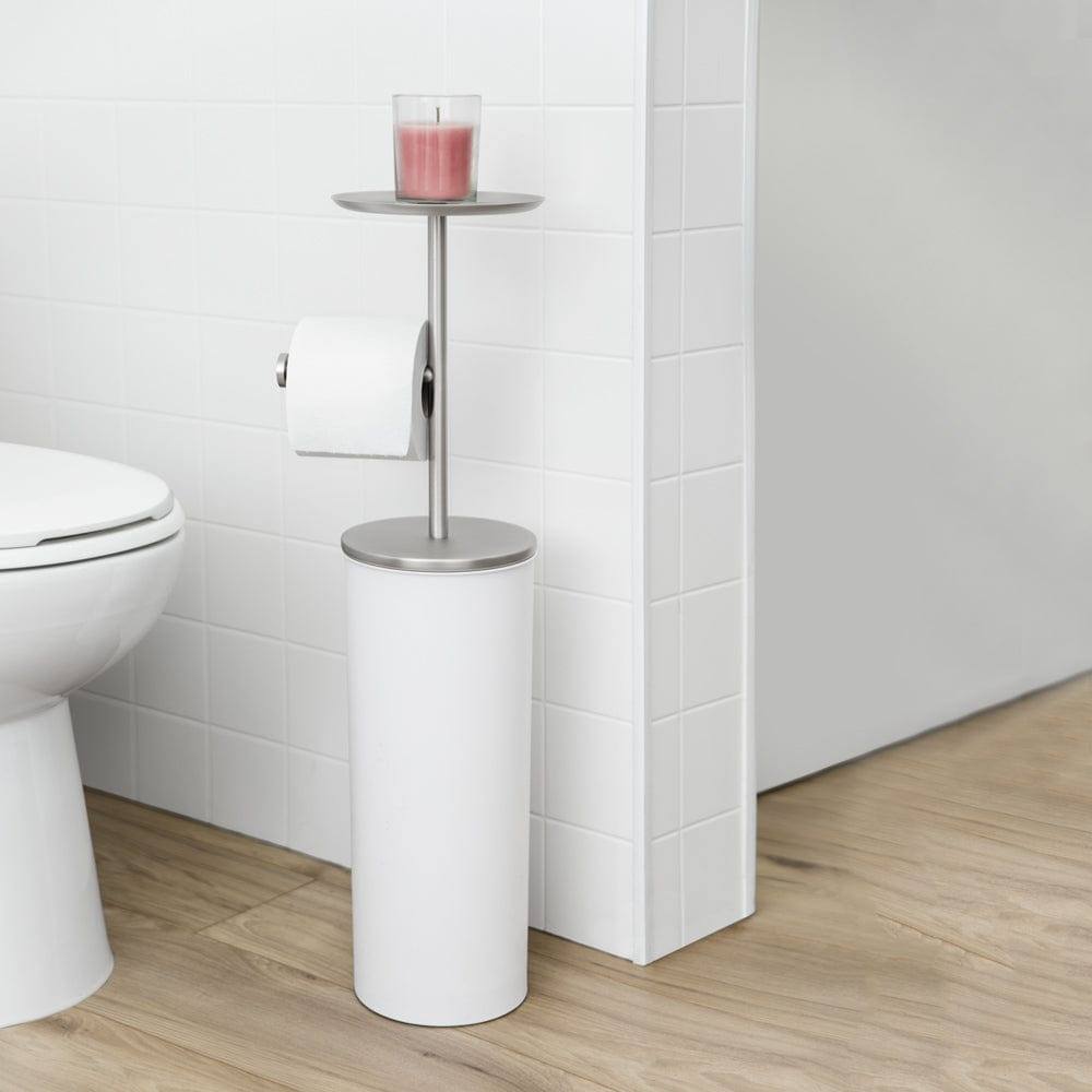 Umbra Portaloo Toilet Paper Stand with Storage - White & Nickel