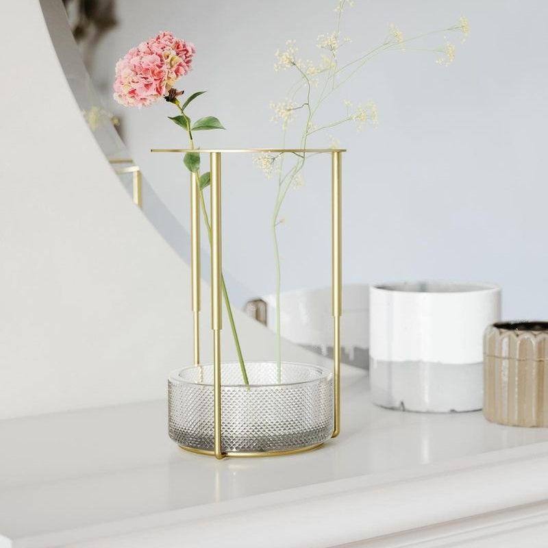 Umbra Tesora Adjustable Glass Vase - Brass