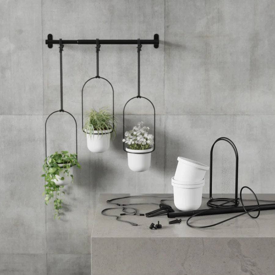 Umbra Triflora Hanging Planter, Set of 3 - White Black