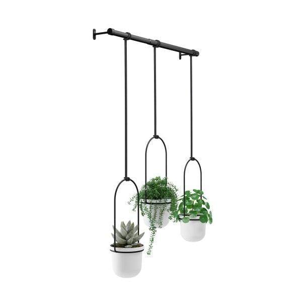 Umbra Triflora Hanging Planter, Set of 3 - White Black