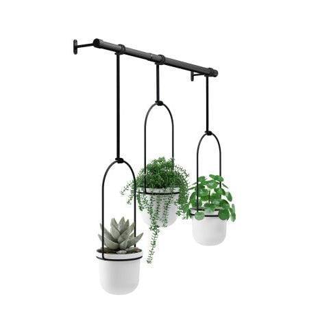 Umbra Triflora Hanging Planter, Set of 3 - White Black