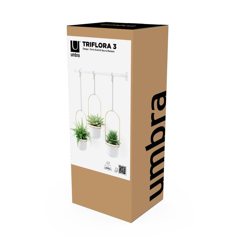 Umbra Triflora Hanging Planter, Set of 3 - White Brass