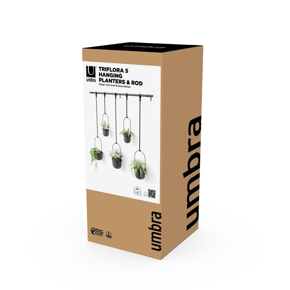 Umbra Triflora Hanging Planters, Set of 5 - Black