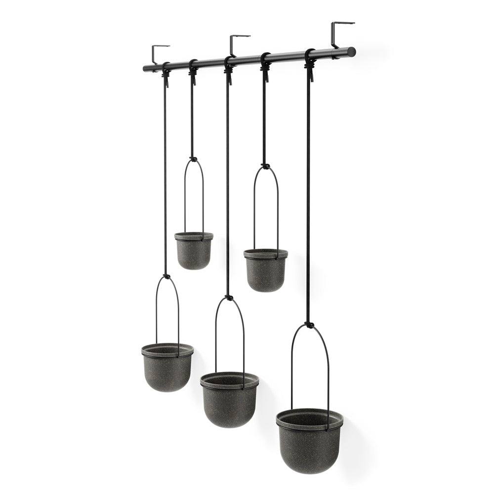 Umbra Triflora Hanging Planters, Set of 5 - Black