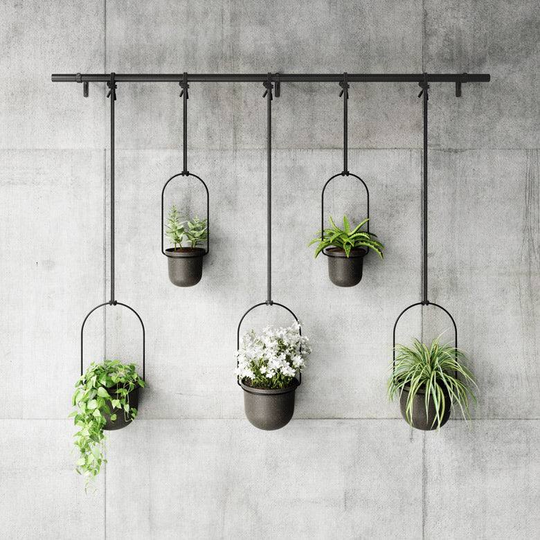 Umbra Triflora Hanging Planters, Set of 5 - Black