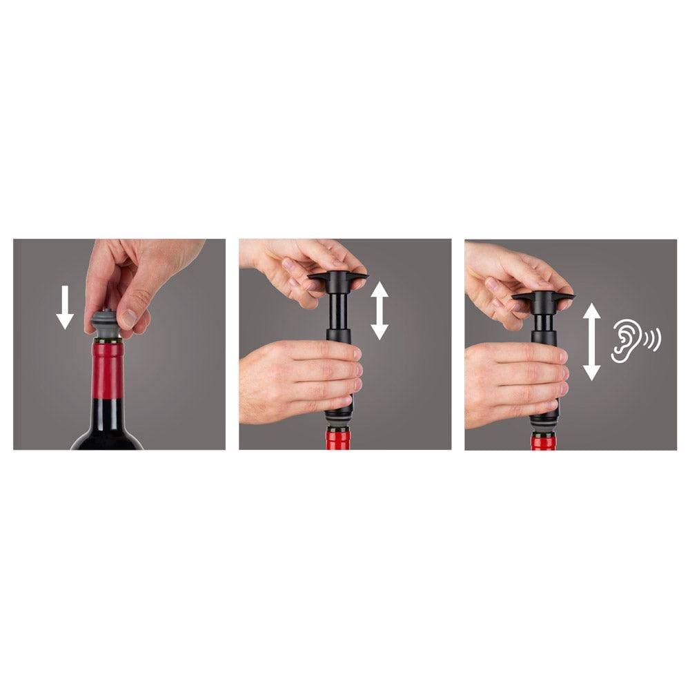 Vacu Vin Wine Saver with 2 Stoppers - Black