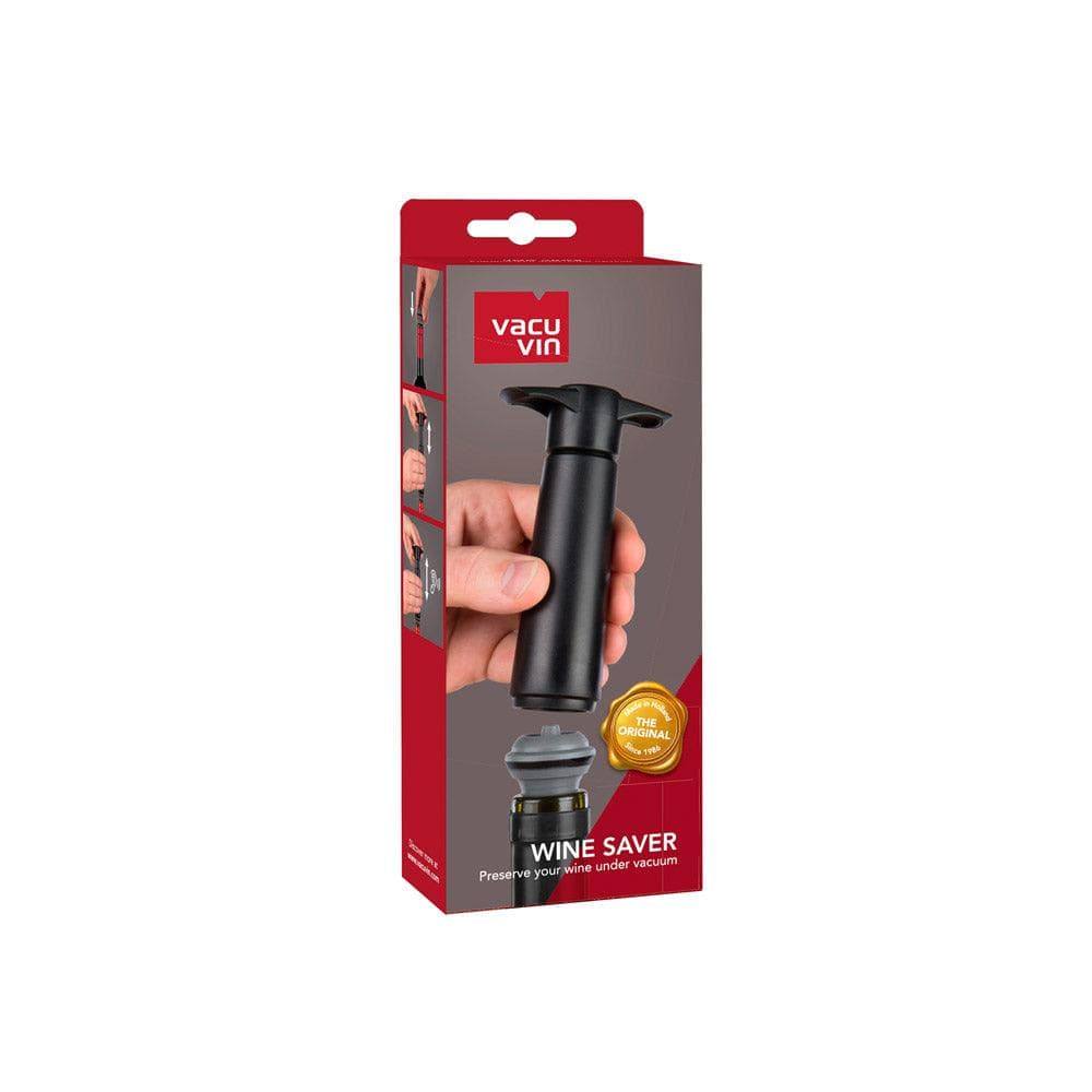 Vacu Vin Wine Saver with 2 Stoppers - Black