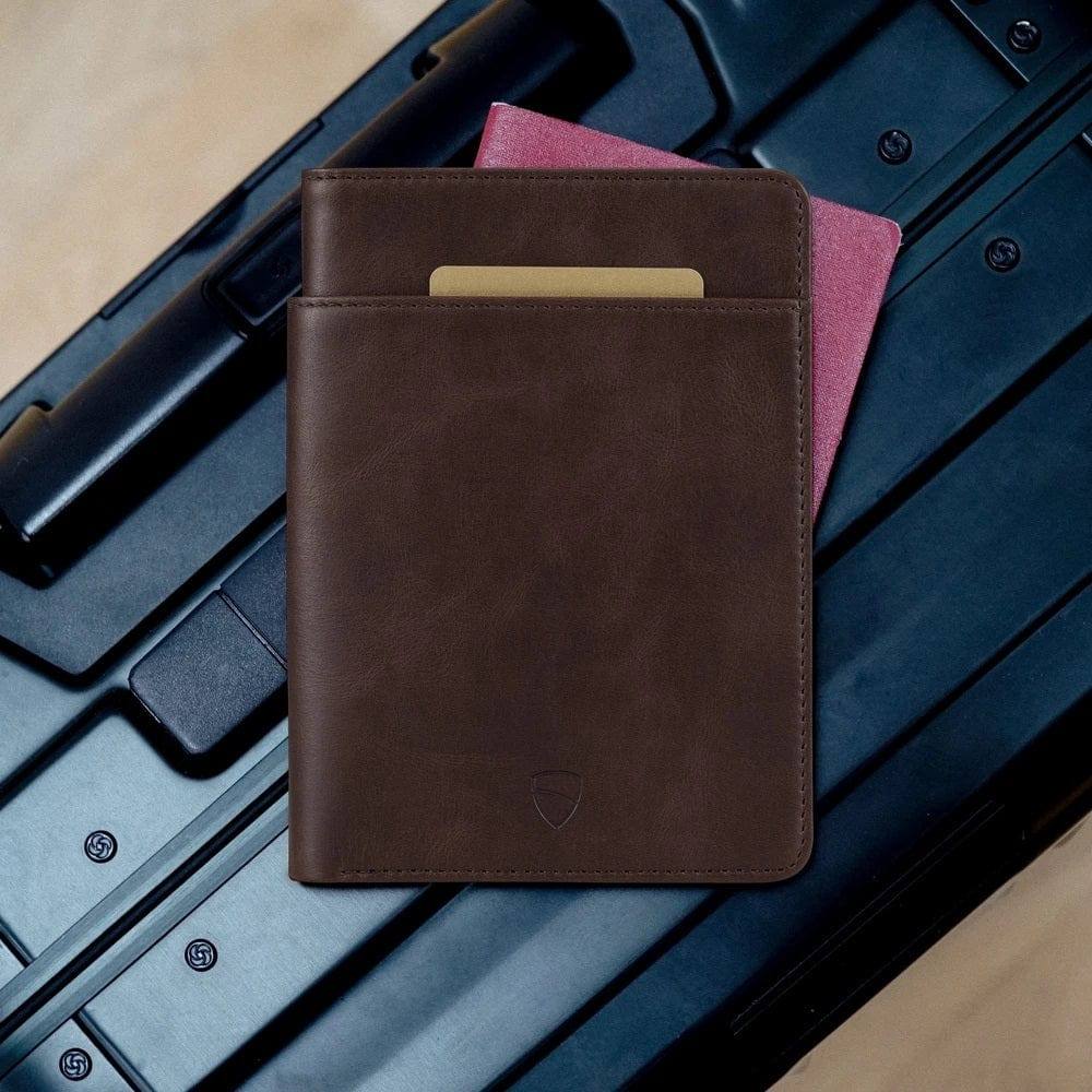 Vaultskin London Kensington Passport Wallet - Brown RFID