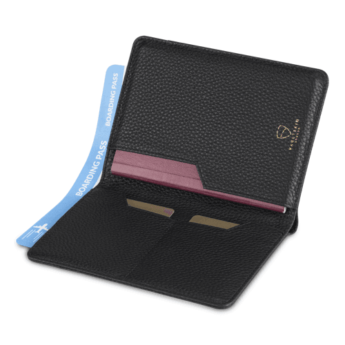 Vaultskin London Kensington Passport Wallet - Grained Black RFID