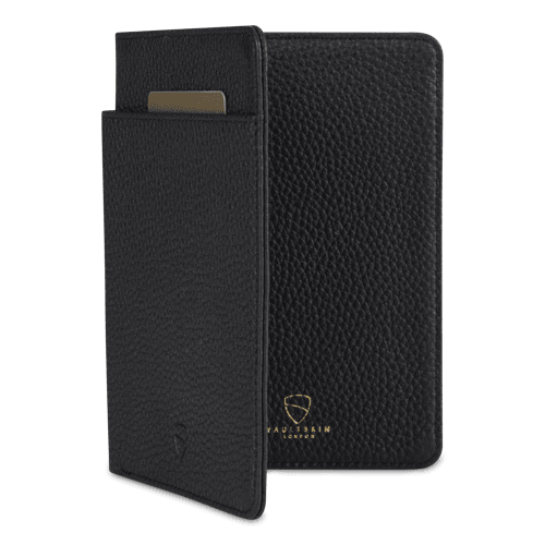 Vaultskin London Kensington Passport Wallet - Grained Black RFID