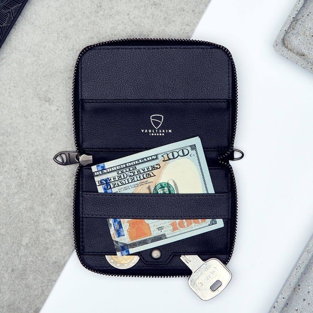 Vaultskin London Notting Hill Zip Wallet - Black RFID