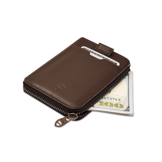 Vaultskin London Notting Hill Zip Wallet - Brown RFID