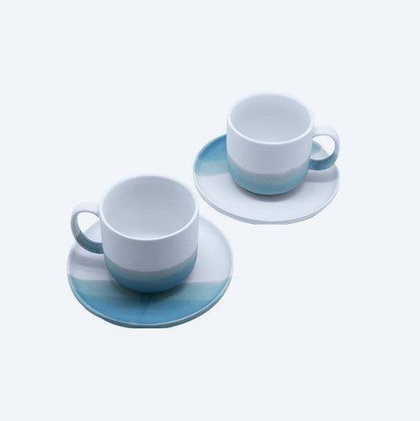 Waabi Saabi Skye Porcelain Mugs with Saucers, Set of 2