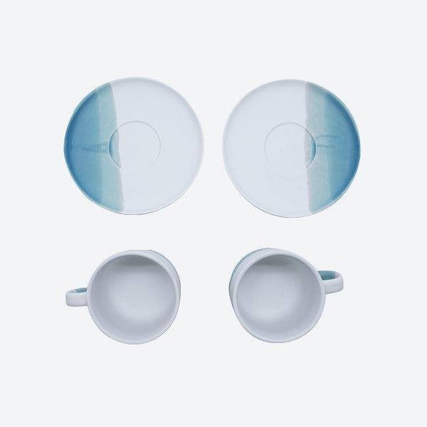 Waabi Saabi Skye Porcelain Mugs with Saucers, Set of 2