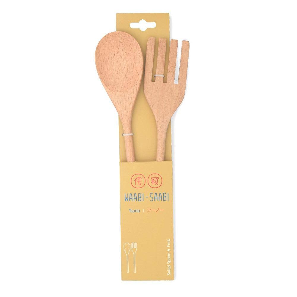 Waabi Saabi Tsuno Beechwood Salad Spoon & Fork Set